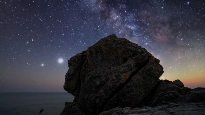 威海市环翠区猫头山猫耳朵星空银河延时