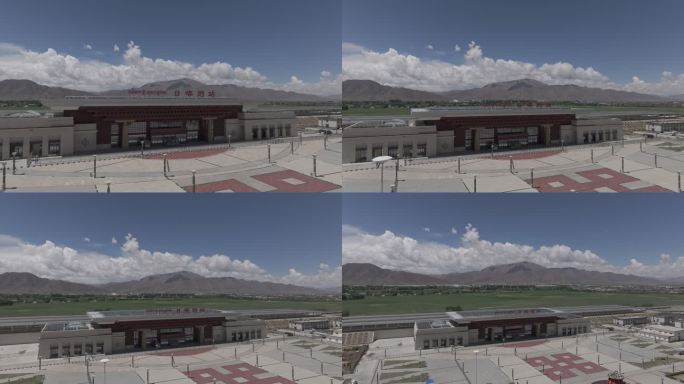 西藏日喀则 火车站 航拍