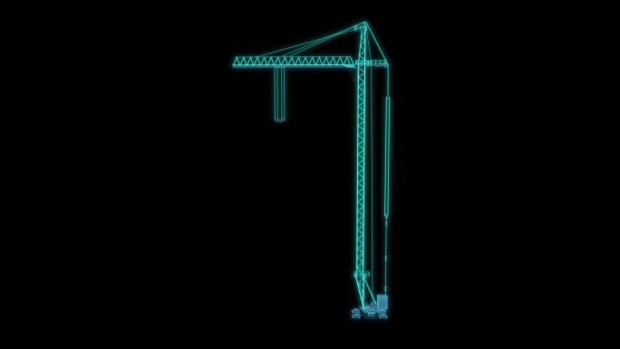 塔吊起重机吊车 高空作业科幻透明网格线框