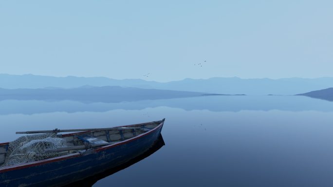 4K湖面小船超长背景视频投影