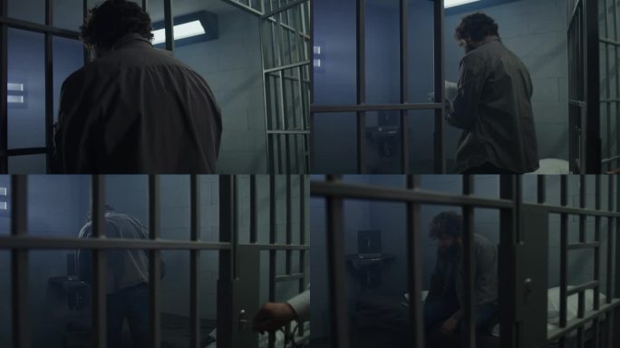 监狱工作人员为罪犯打开牢房