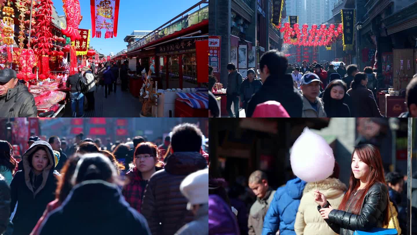 天津古文化街春节人流街景