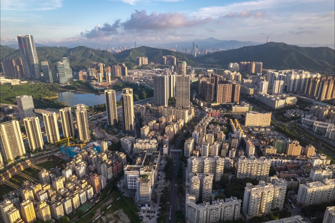 航拍延时深圳龙华区横岭一区横岭三区城中村