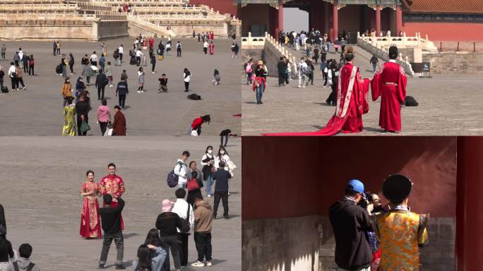 北京紫禁城故宫游客婚纱摄影艺术照