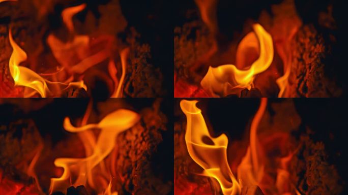 燃烧木头产生的火焰