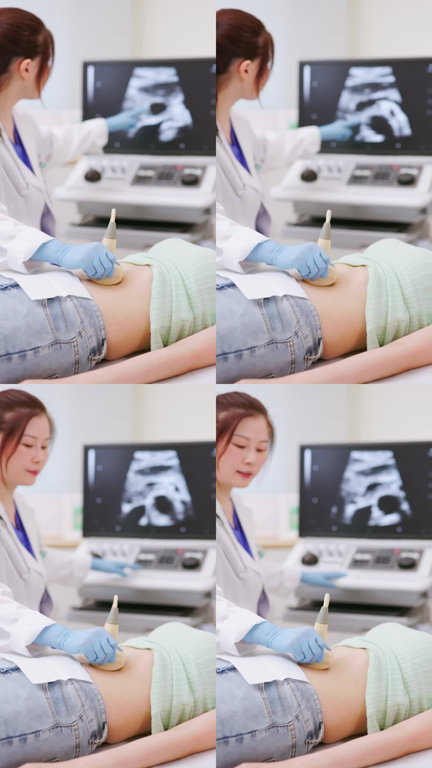 女性腹部超声检查医护人员医疗设备