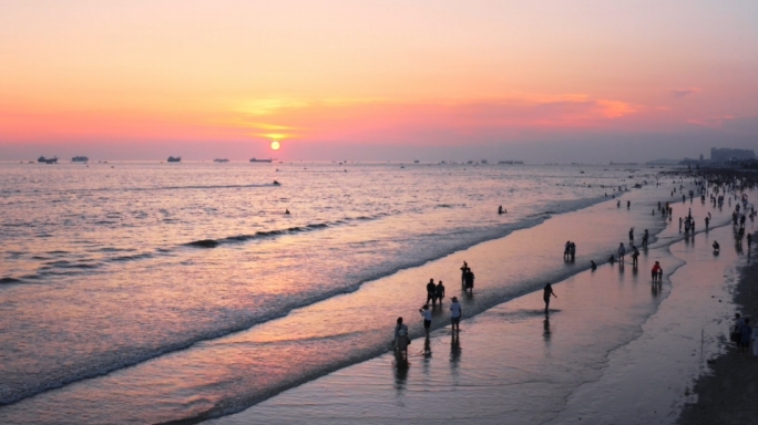 大海日落 夕阳沙滩