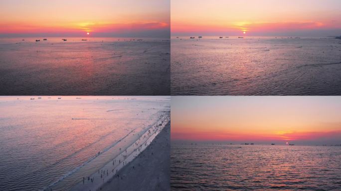 大海日落 夕阳沙滩