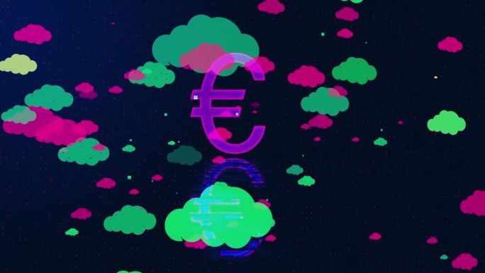 欧元货币网络未来主义的象征。抽象金融和商业动画