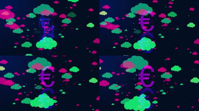 欧元货币网络未来主义的象征。抽象金融和商业动画