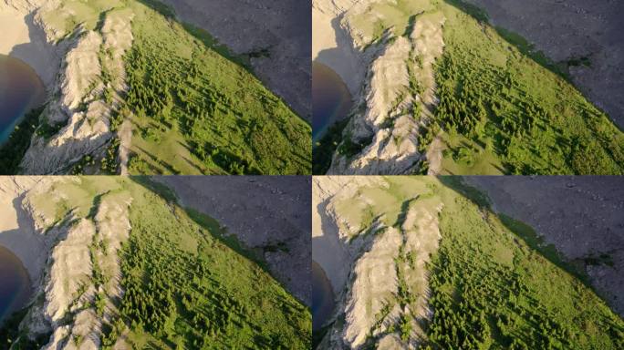 空中俯瞰高山湖和森林卡纳文湖，卡纳纳斯基，阿尔伯塔省，加拿大