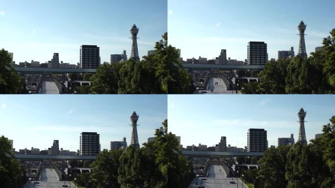 日本，大阪:新sekai地区白天的延时拍摄。