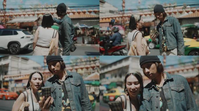 捕捉坦诚的回忆:亚洲夫妇在充满活力的曼谷街道上的浪漫之旅。