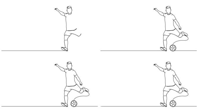 足球运动员踢球的动画单线画