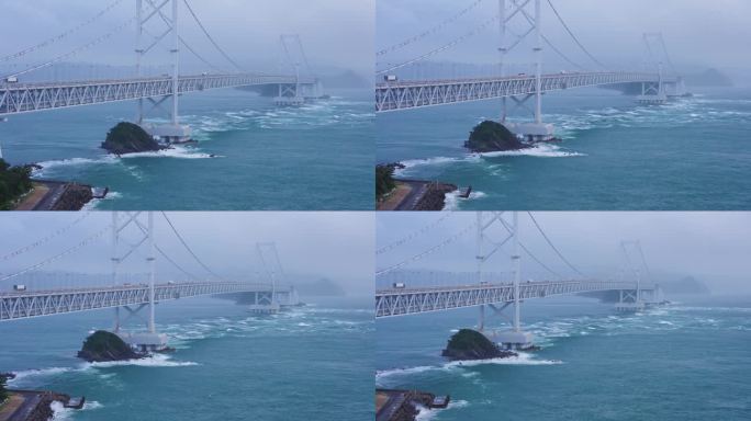大陆和四国之间的鸣人大桥和海峡上的风暴