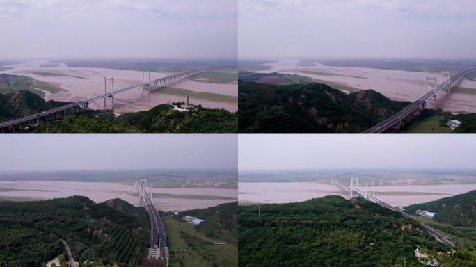 4K航拍郑州地标桃花峪黄河大桥