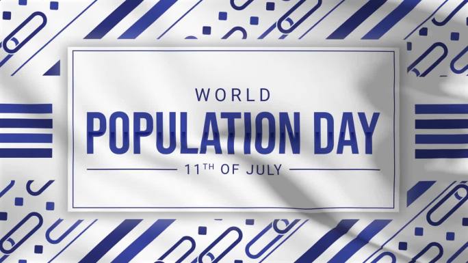 世界人口日，7月11日，版式和挥动的动画