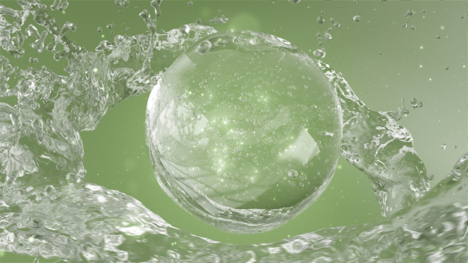 绿色护肤品面膜补水保湿水珠分子 滋润肌肤