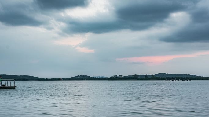 无锡市五里湖蠡湖之光日落延时风光