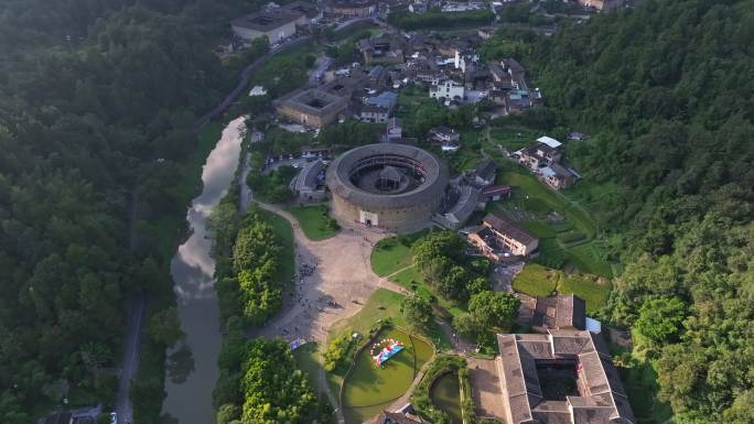 福建龙岩永定土楼航拍