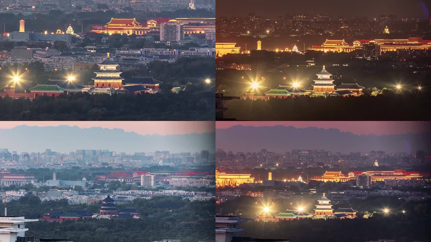 北京爬楼拍摄天坛亮灯夜景延时
