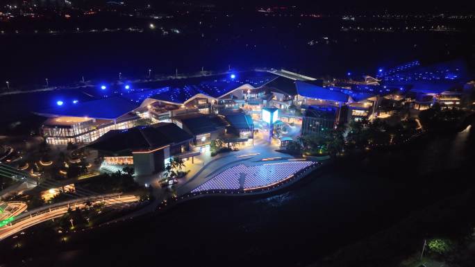 高清三亚国际免税城夜景航拍