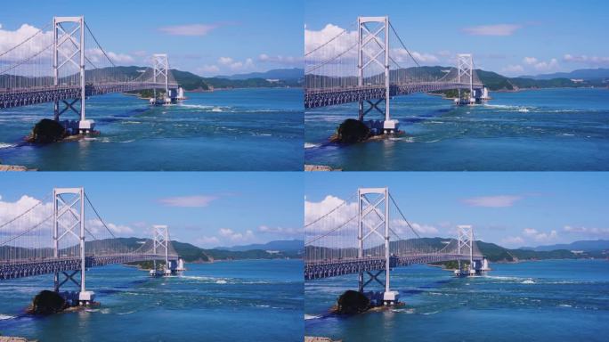 Awaji和德岛之间的大鸣人桥的4k建立镜头
