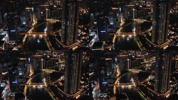 4K天津海河夜景 天津地标 天津夜景