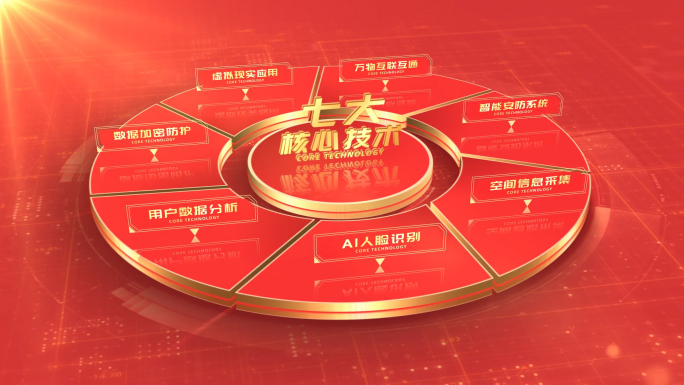 【7】红色党政金字分类展示AE模板