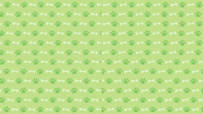 狗脚印图案背景(6秒循环)绿色