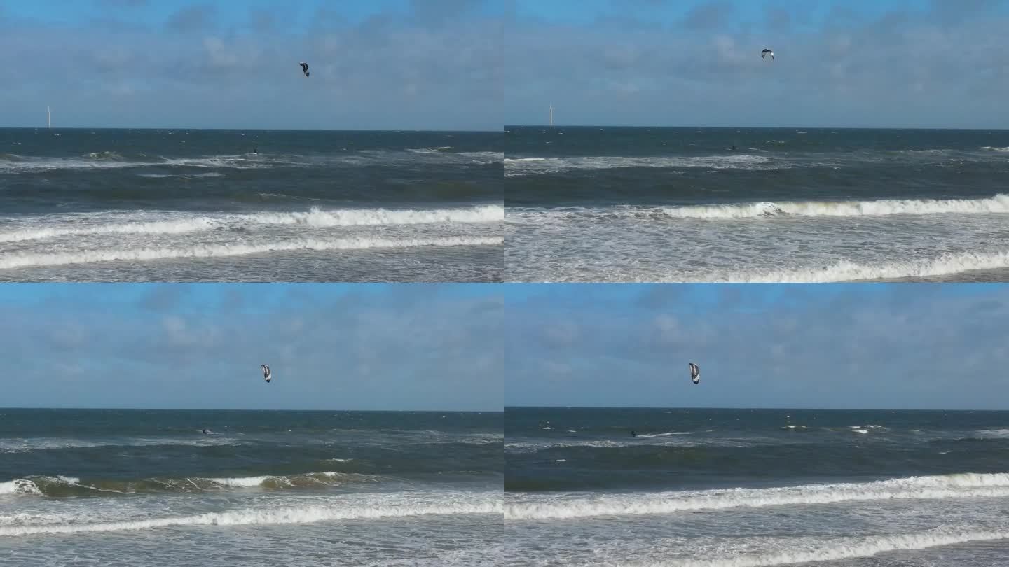 英国海滩上的风筝冲浪