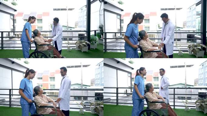 一名护理院工作人员照顾一名年长的亚洲妇女。