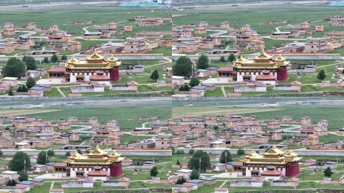 阿坝州若尔盖草原城镇风光航拍4K