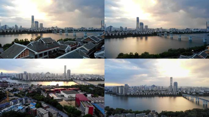 柳州航拍窑埠古镇看柳州半岛城市宣传片风景