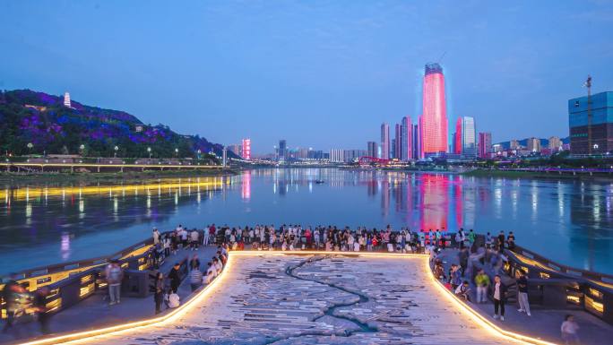 宜宾合江门三江口夜景