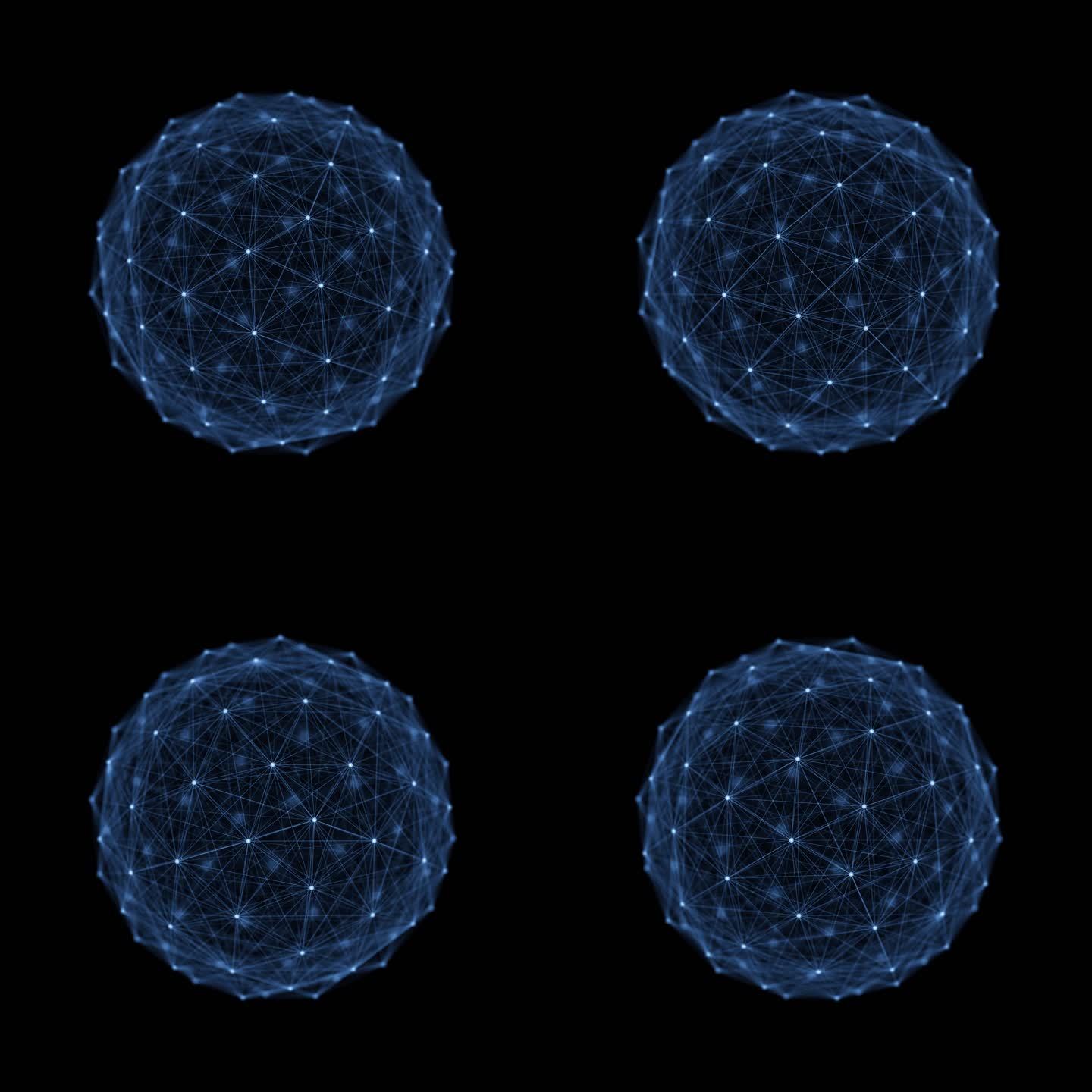 科技感连线球体旋转 循环 带透明通道