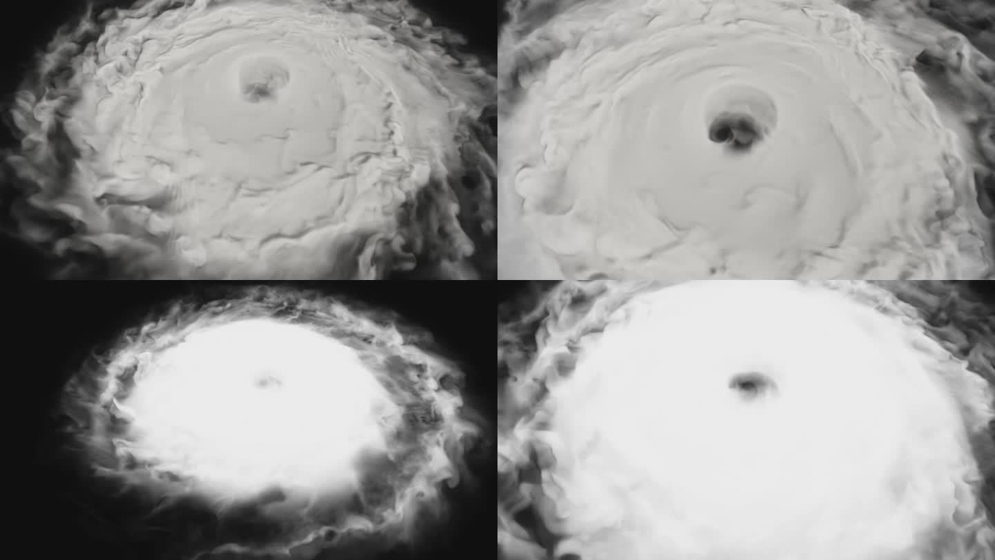 三维动画的飓风孤立的黑色与亮度哑光