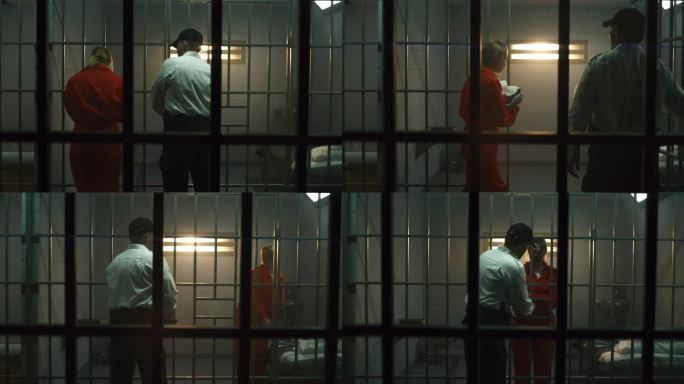 狱卒把女囚犯带进牢房，锁在里面
