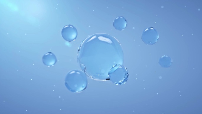 微观水分子汇聚滋润皮肤细胞化妆品广告动画