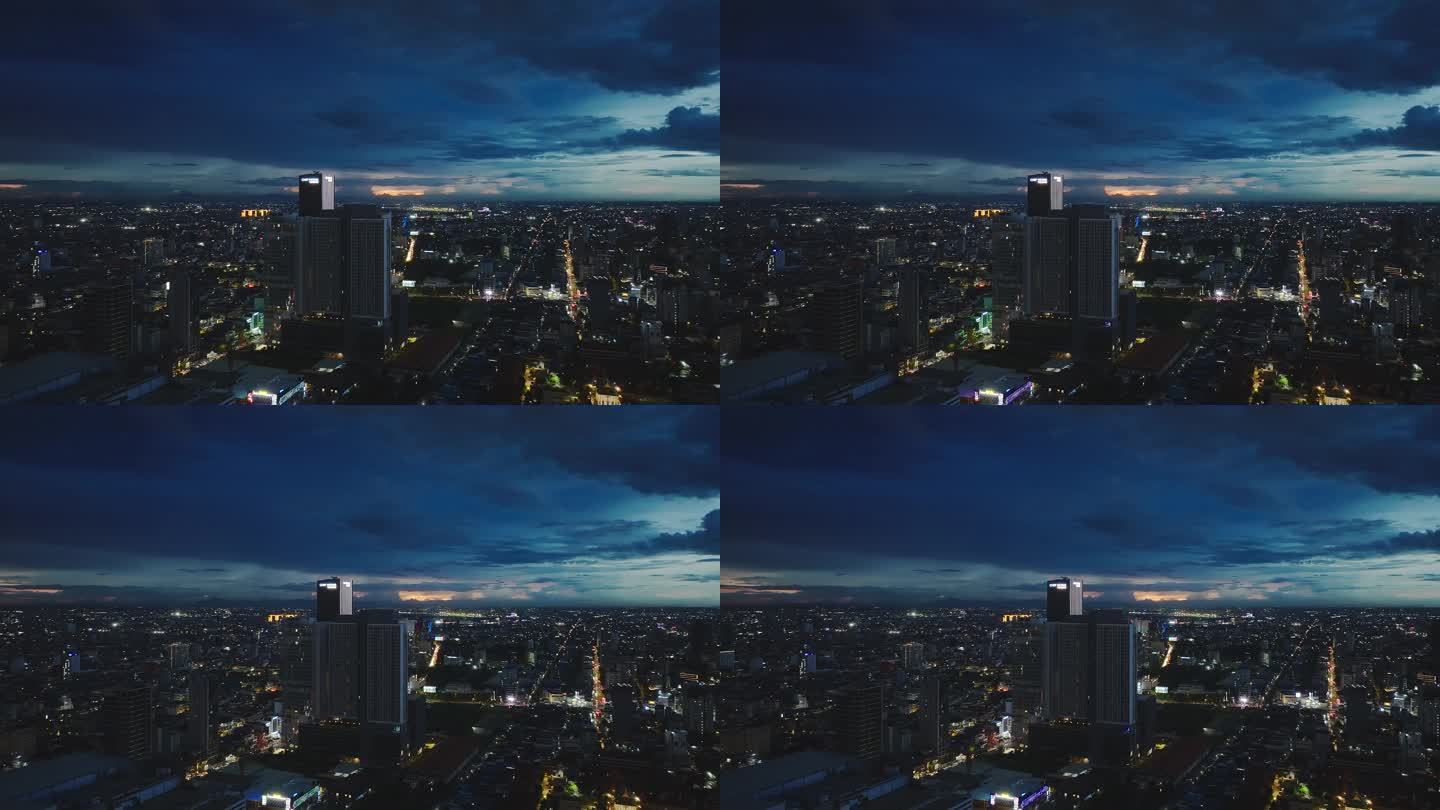 4k东南亚城市夜景航拍