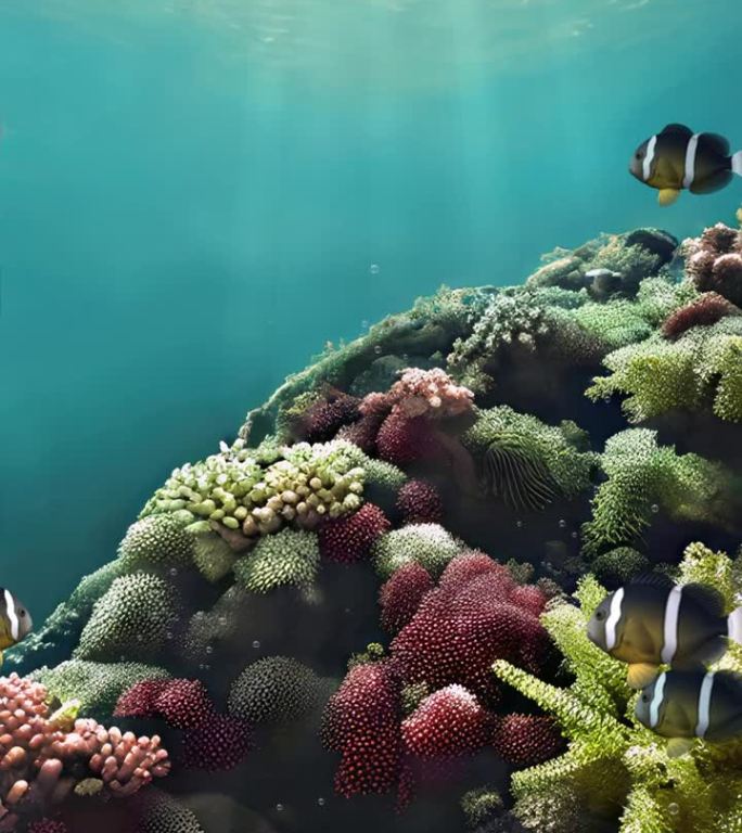 热带鱼和珊瑚礁的水下场景