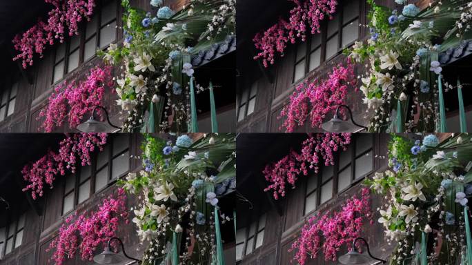 杭州历史文化街区小河直街墙上的花