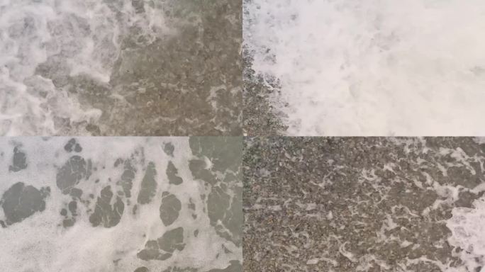陆克湾瓦滩的俯视图，海浪撞击形成白色泡沫图案。