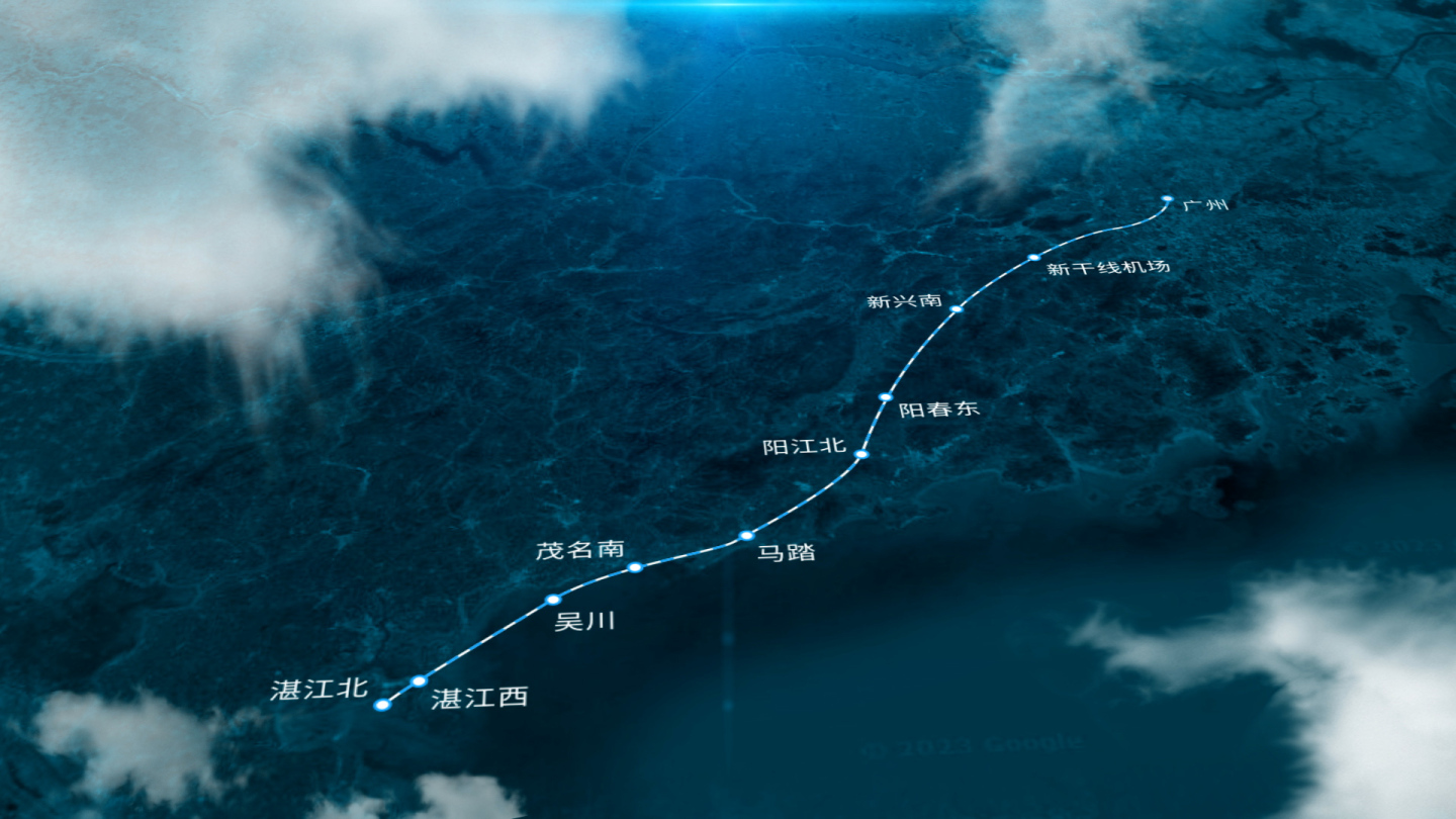 广湛高铁线路卫星地图