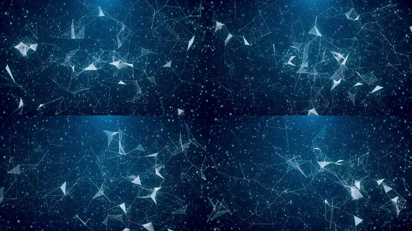 数字网络空间粒子数字数据网络连接的概念。量子计算机
