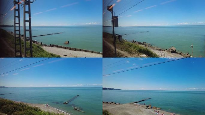 从火车窗口看到索契市附近的黑海海岸。