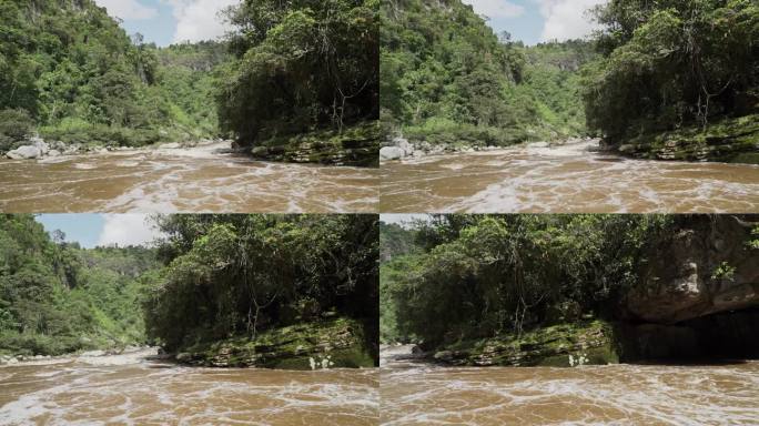 马格达莱纳河在埃斯特雷科德马格达莱纳的一个狭窄的缺口中被挤压，形成了激流，这是哥伦比亚圣奥古斯丁附近