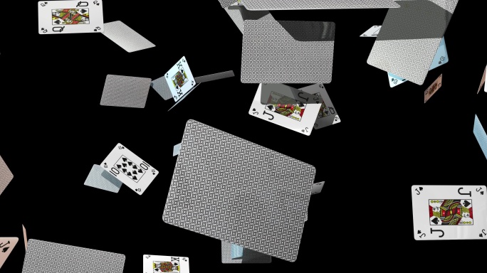 8K超宽屏扑克纸牌飘落素材