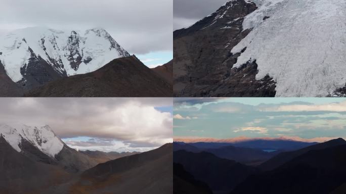 西藏冰川/姜桑拉姆雪山/4k航拍/ 湖