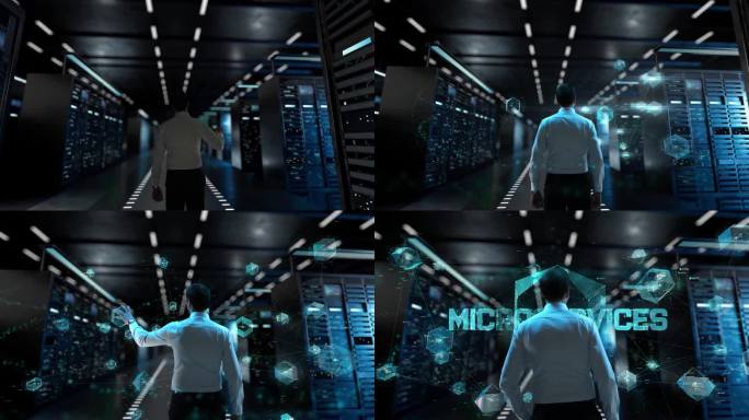 Microservices。IT管理员使用全息图激活现代数据中心服务器。